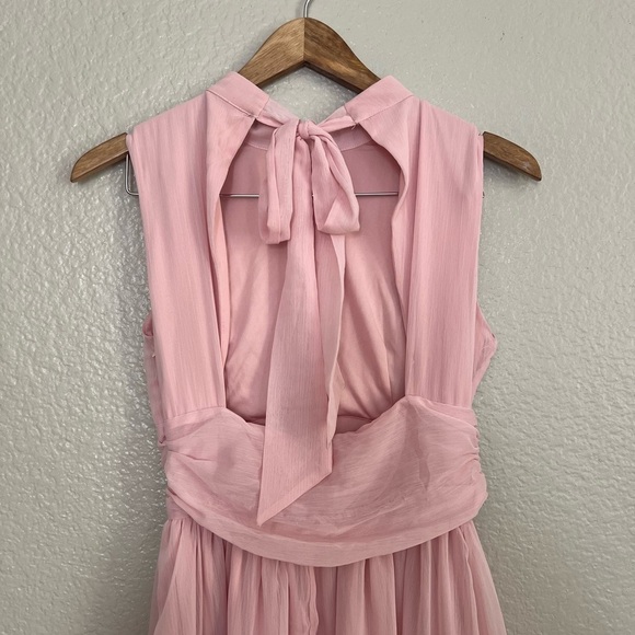 Enchantingly Sweet Blush Pink Chiffon Backless Maxi Dress - Picture 6 of 11